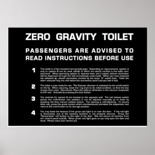 Affiche Zéro Gravity Toilet texte blanc