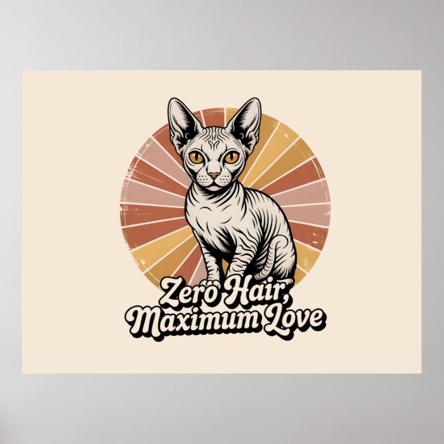 Affiche Zero Hair Maximum Love Sphynx Retro (Devant)