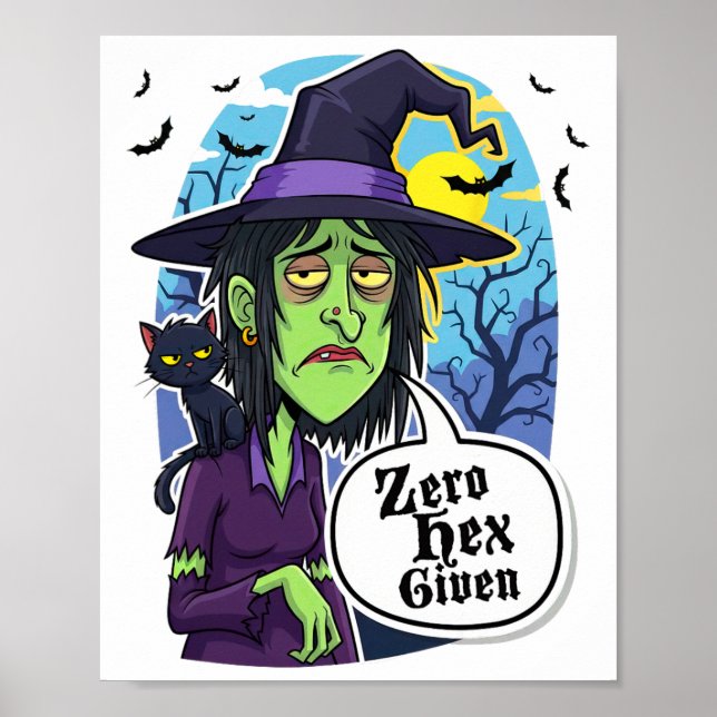 Affiche Zéro Hex Donné Drôle Sorcière Halloween Costume Te (Devant)