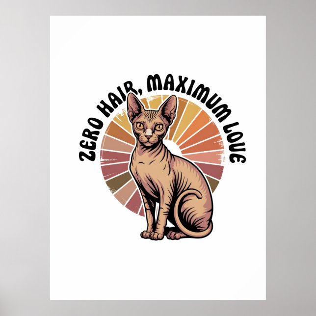 Affiche Zéro poil, amour maximum Sphynx Art (Devant)