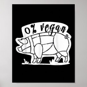Affiche Zéro Pour Cent Vegan Funky Barbecue Carnivore Mang