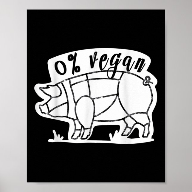 Affiche Zéro Pour Cent Vegan Funky Barbecue Carnivore Mang (Devant)