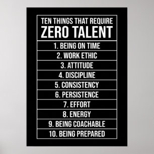 Affiche Zéro Talent requis - Motivation du succès