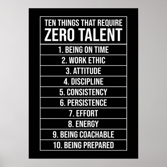 Affiche Zéro Talent requis - Motivation du succès (Devant)