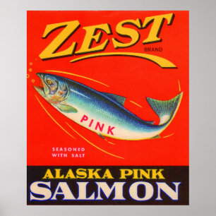 Affiche Zest rose saumon des années 1930 étiquette