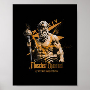 Affiche Zeus Dieux Grecs Tonnerre Mythologie Gym Fitness M