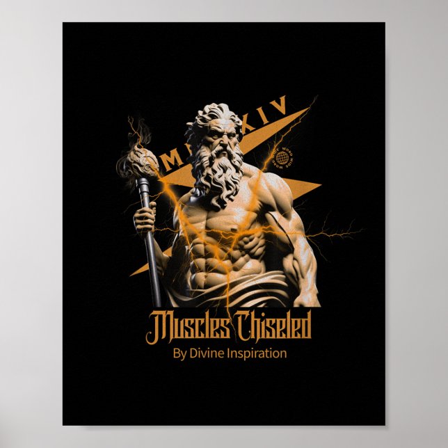 Affiche Zeus Greek Gods Thunder Mythology Gym Fitness Moti (Devant)