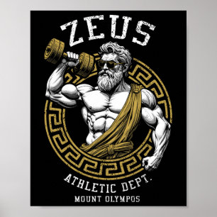 Affiche Zeus Gym Athletic Département Funny Grec Dieu Work