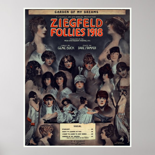 AFFICHE ZIEGFELD FOLLIES 1918 (Devant)