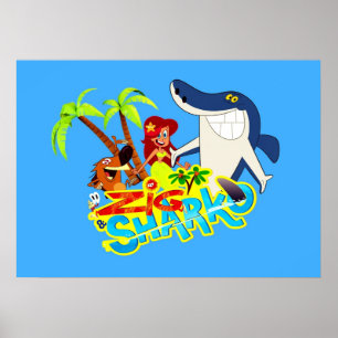Affiche Zig et sharko dessin animé fête exotique