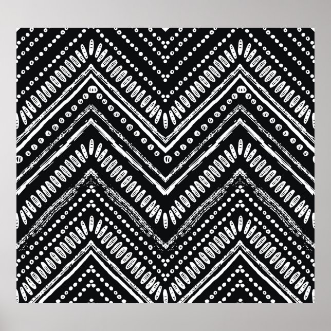Affiche Zigzag Stripes : Ethnique Dessinée À La Main (Devant)