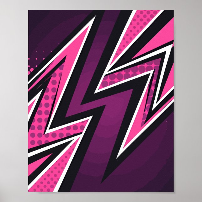 Affiche Zigzag vibrant en rose et violet (Devant)