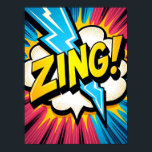 Affiche ZING ! Éclair Pop Art Explosion<br><div class="desc">Ce "ZING ! L'affiche Lightning Pop Art Explosion est une célébration de l'énergie pure et de l'excitation, éclatant tout droit du mur. Inspiré par l'âge d'or de la bande dessinée rétro et l'audacieux poinçon visuel de la pop art classique, il capture cette étincelle en deux secondes quand l'action et l'électricité...</div>