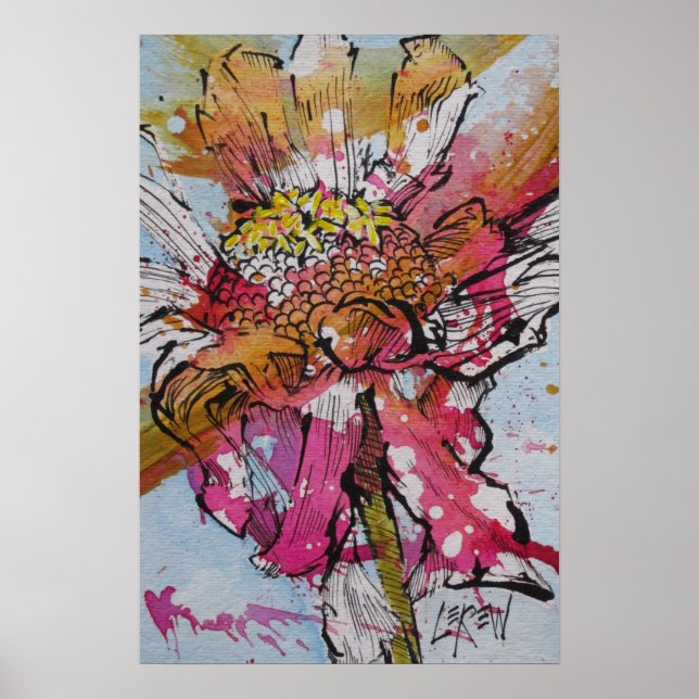 Affiche Zinnia déclinant 001 / Artiste Larry Lerew (Devant)