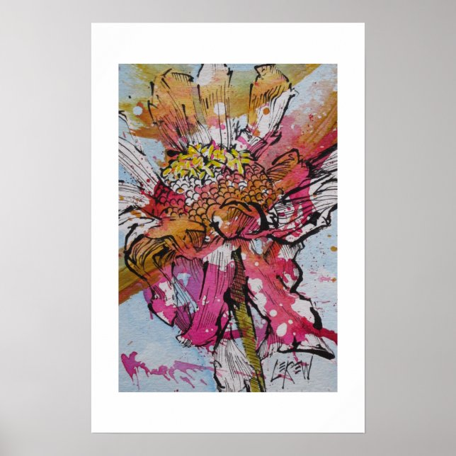 Affiche Zinnia déclinant 001 / Artiste Larry Lerew (Devant)