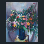 Affiche Zinnias et Asters | Arthur Beecher Carles<br><div class="desc">Zinnias and Asters (vers 1915) de Arthur Beecher Carles (américain, 1882-1952) éclaire de couleurs audacieuses et de brosses expressives, mettant en valeur la signature de l’artiste de la fusion de la vie morte florale avec l’abstraction moderniste. Le bouquet vibrant de zinnias et de maîtres se décline dans des teintes vives...</div>