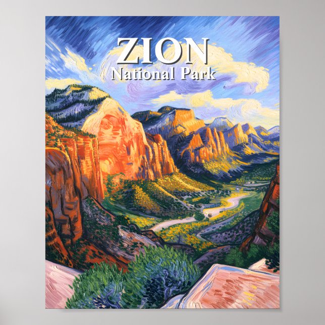 Affiche Zion National Park Angels Landing dans le style Va (Devant)