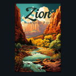Affiche Zion National Park Illustration Retro<br><div class="desc">Design d'illustration vectorielle de Sion. Le parc est une réserve naturelle du sud-ouest de l'Utah qui se distingue par les falaises rouges abruptes de Zion Canyon.</div>