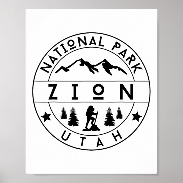 Affiche Zion National Park Utah Hiker Nature Hiking Outdoo (Devant)