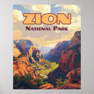 Affiche Zion National Park Utah Moab Canyon Retro