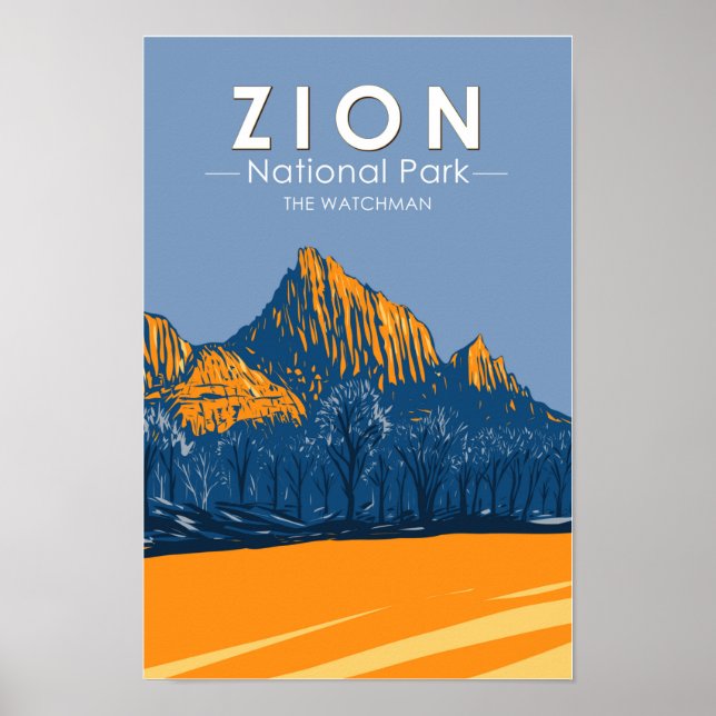 Affiche Zion National Park Utah The Watchman Vintage (Devant)