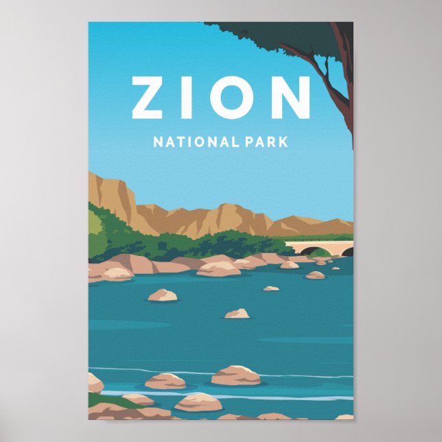 Affiche Zion National Park Utah Travel Place Illustration (Devant)