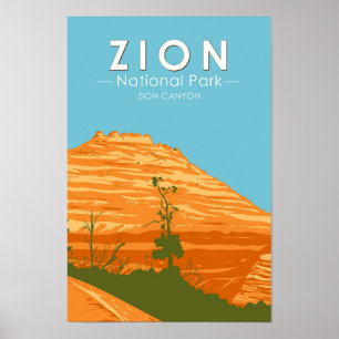 Affiche Zion National Park Utah Zion Canyon 2 Vintage