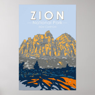 Affiche Zion National Park Utah Zion Canyon Vintage