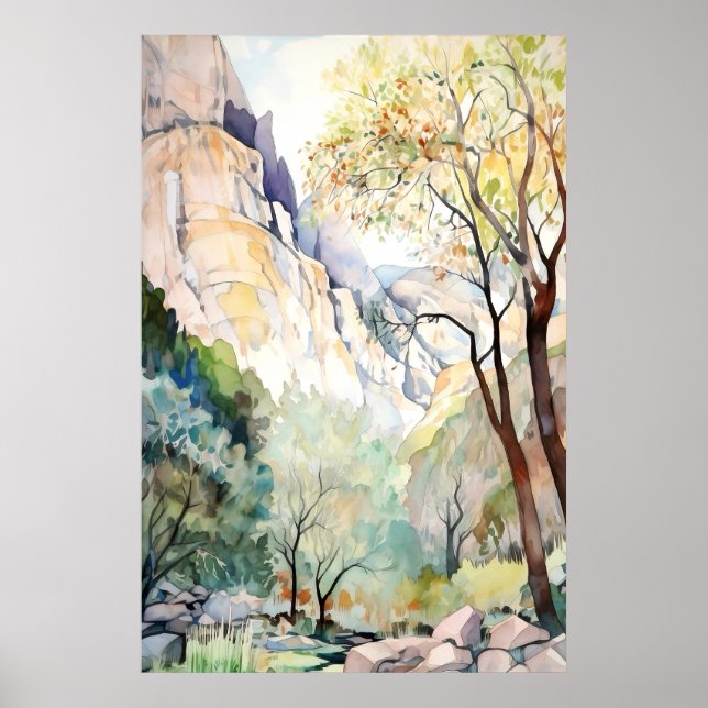 Affiche Zion National Park Watercolor (Devant)