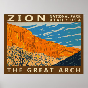 Affiche Zion Parc National Utah La Grande Arche 2 Vintage