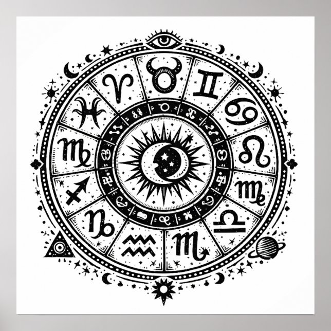 Affiche Zodiac Arcana — Les Douze Signes par BurnsInHell (Devant)