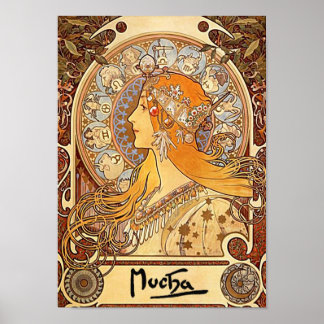 Affiche Zodiac by Alfons Mucha  - Art Nouveau