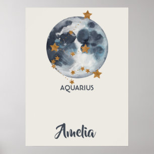 Affiche Zodiac Celestial Aquarius Nursery Wall Art