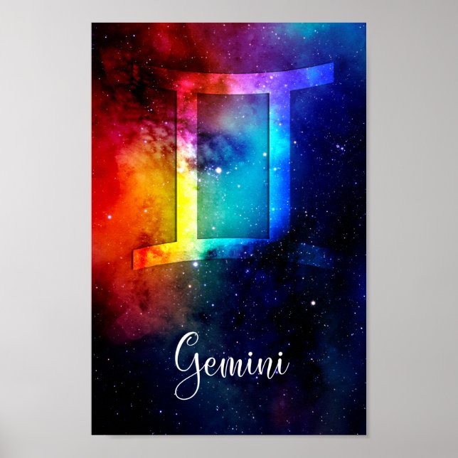 Affiche Zodiac : Gemini Rainbow Space (Devant)
