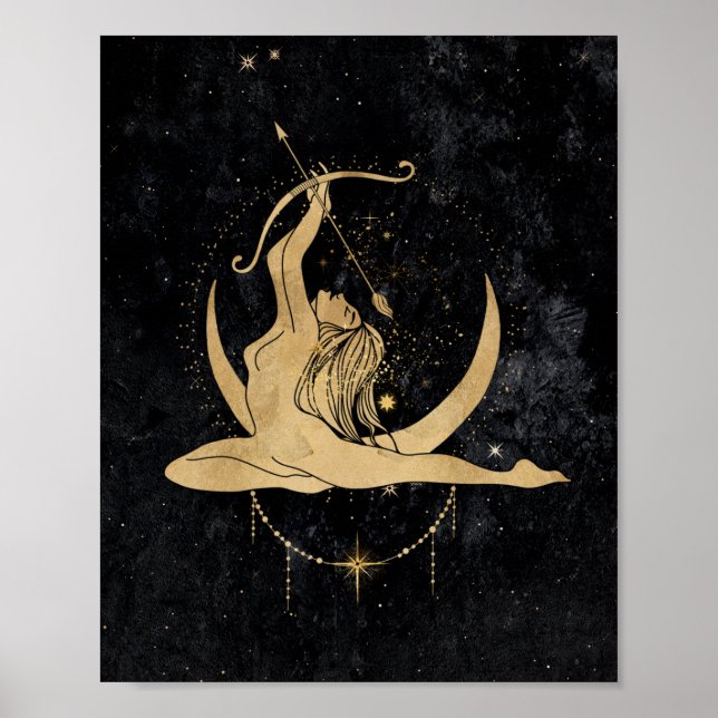 Affiche Zodiac Goddess | Cosmic Gold Sagittarius Astrology (Devant)