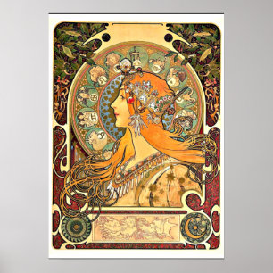 Affiche Zodiac, peinture Art Nouveau d'Alphonse Mucha