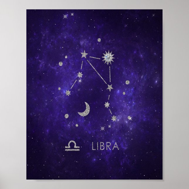 Affiche Zodiac Purple Libra | Horoscope d'astrologie cosmi (Devant)