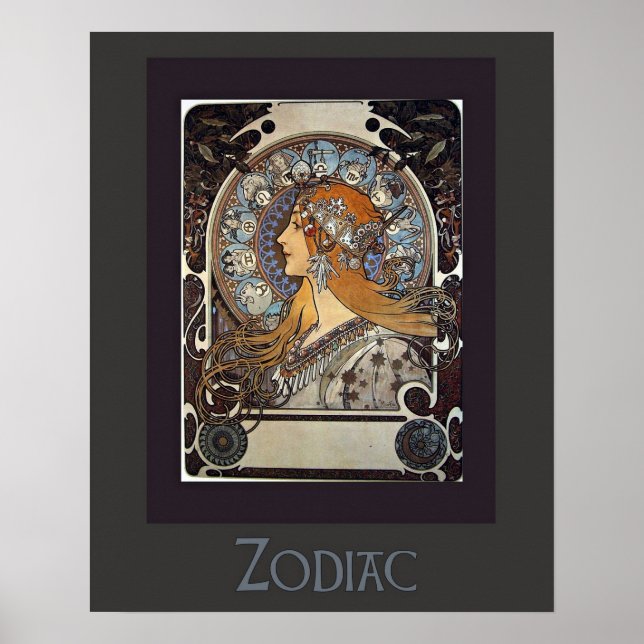 Affiche Zodiac Woman par Alphonse Mucha - Art Vintage (Devant)