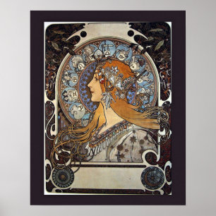Affiche Zodiac Woman par Alphonse Mucha - Art Vintage