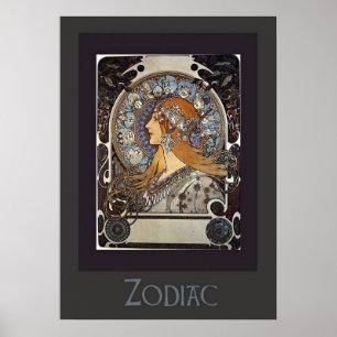 Affiche Zodiac Woman par Alphonse Mucha - Art Vintage