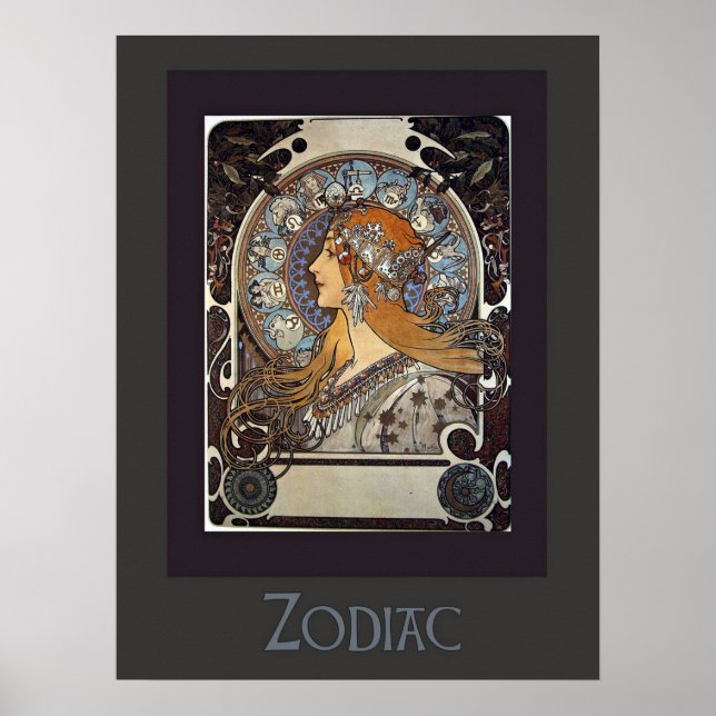 Affiche Zodiac Woman par Alphonse Mucha - Art Vintage (Devant)