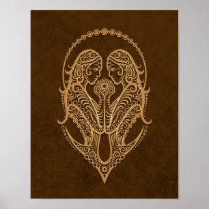 Affiche Zodiaque Brown complexe de Gémeaux