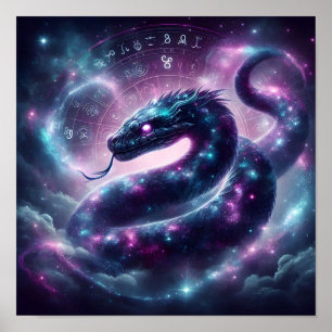Affiche Zodiaque Galaxie du Serpent Cosmique Astrologie