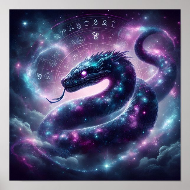 Affiche Zodiaque Galaxie du Serpent Cosmique Astrologie (Devant)
