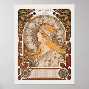 Affiche Zodiaque ou La Plume Alphonse Mucha Art Nouveau