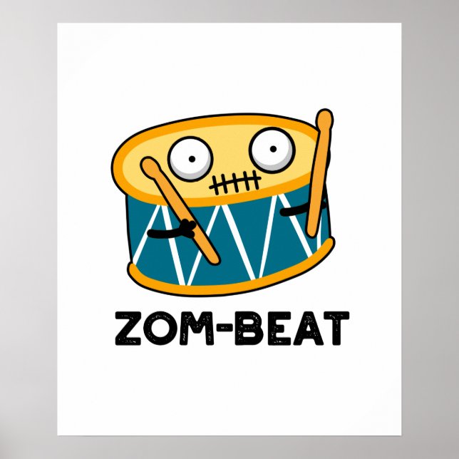 Affiche Zom beat Funny Halloween Zombie Drum Pun (Devant)