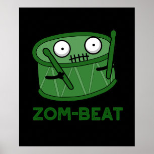 Affiche Zom-beat Funny Zombie Drum Pun Dark BG