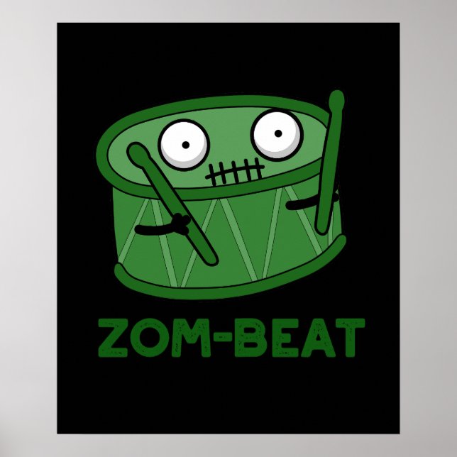 Affiche Zom-beat Funny Zombie Drum Pun Dark BG (Devant)