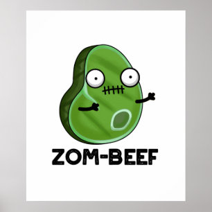 Affiche Zom-beef drôle Halloween Zombie Pun de viande Zomb