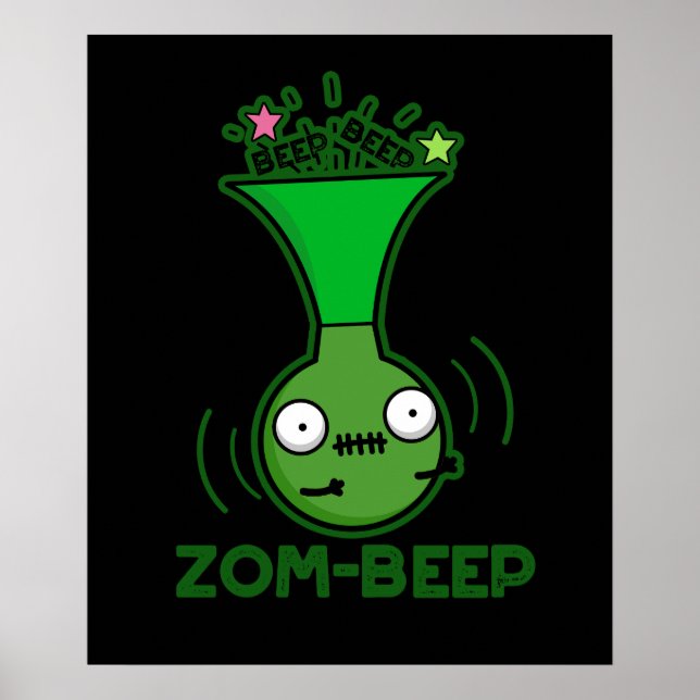 Affiche Zom-beep Funny Zombie Honker Pun Dark BG (Devant)
